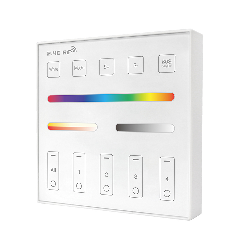 WR01RF 4-Zone Battery Powered RF Wireless Magnetic Wall Panel RGB RGBW RGBCCT Remote For WB5, MiBoxer